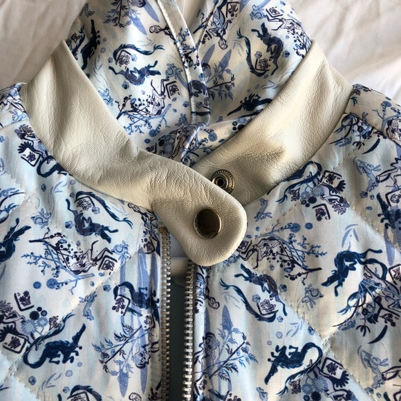 Light blue silk Chinoiserie Bomber Jacket - Picture 5 of 6